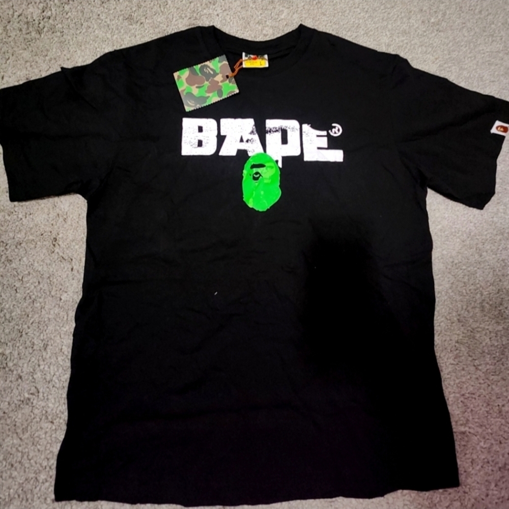 Bape Black and Green Short Sleeve Tee